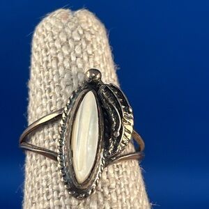 Elegant Silver and White Women's Ring Native American